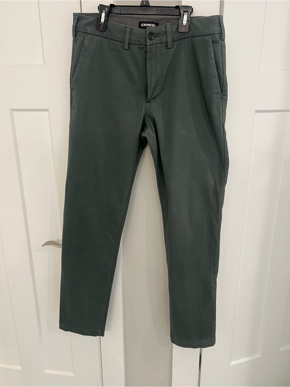 Express Men's Dark Green Slim Chinos